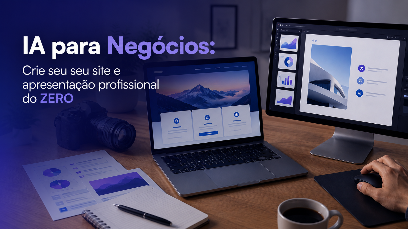 IA para Negócios: Crie seu site e apresentações profissionais do zero